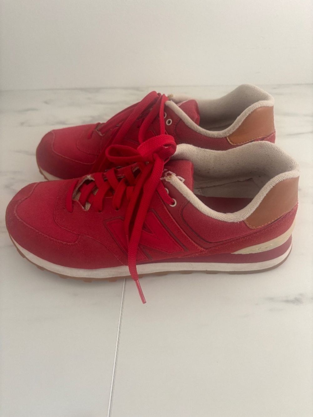 New Balance Red Retro Sneakers, Mens 8.5, Women 10.0
